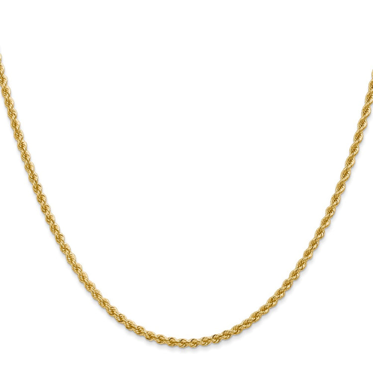 14K 24 inch 2.25mm Regular Rope with Lobster Clasp Chain