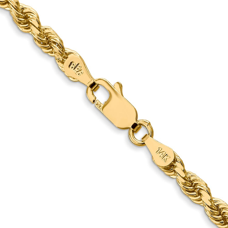 14K 20 inch 3.5mm Diamond-cut Rope with Lobster Clasp Chain