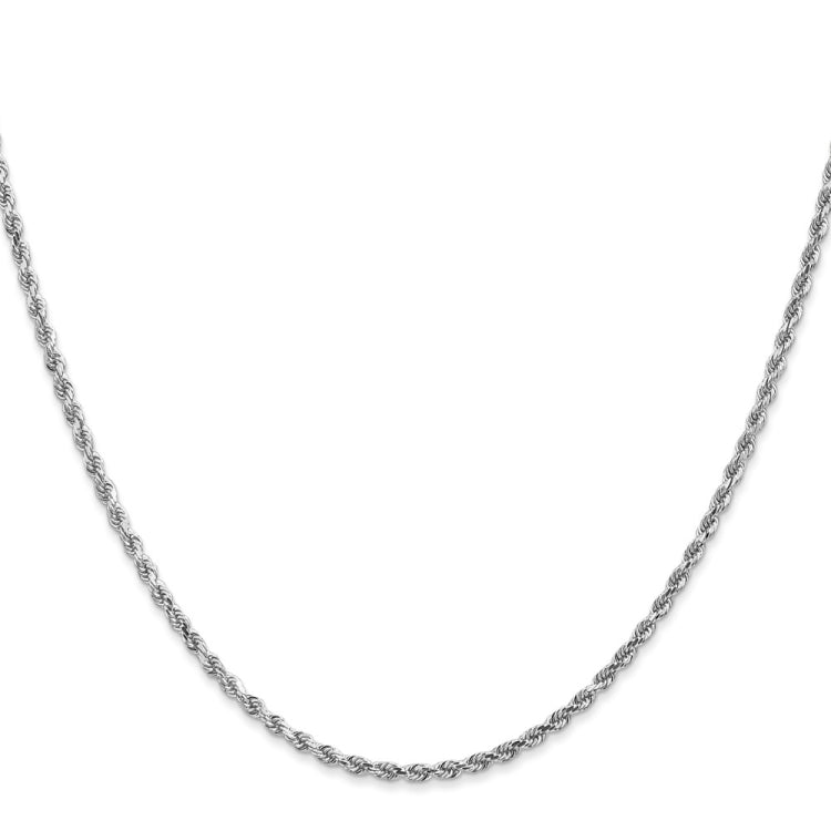 14K White Gold 20 inch 2mm Diamond-cut Rope with Lobster Clasp Chain