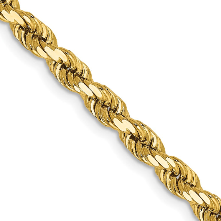 14K 20 inch 4mm Diamond-cut Rope with Lobster Clasp Chain