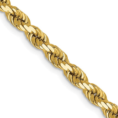 14K 20 inch 4mm Diamond-cut Rope with Lobster Clasp Chain