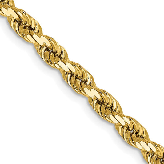 14K 20 inch 4mm Diamond-cut Rope with Lobster Clasp Chain