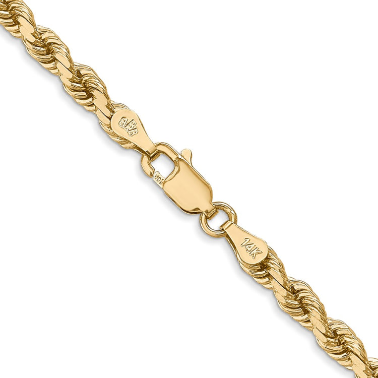 14K 20 inch 4mm Diamond-cut Rope with Lobster Clasp Chain