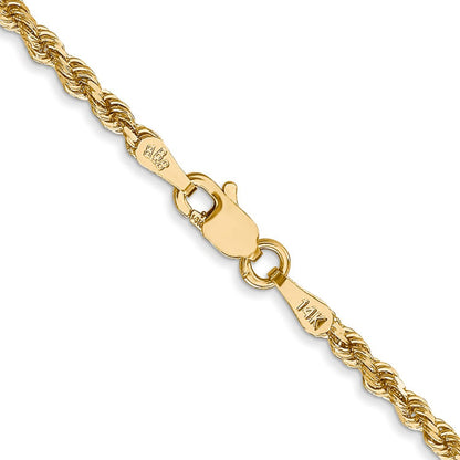 14K 22 inch 2.25mm Diamond-cut Rope with Lobster Clasp Chain