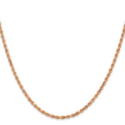 14K Rose Gold 24 inch 2.25mm Diamond-cut Rope with Lobster Clasp Chain