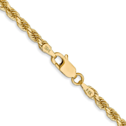 14K 20 inch 3mm Diamond-cut Rope with Lobster Clasp Chain