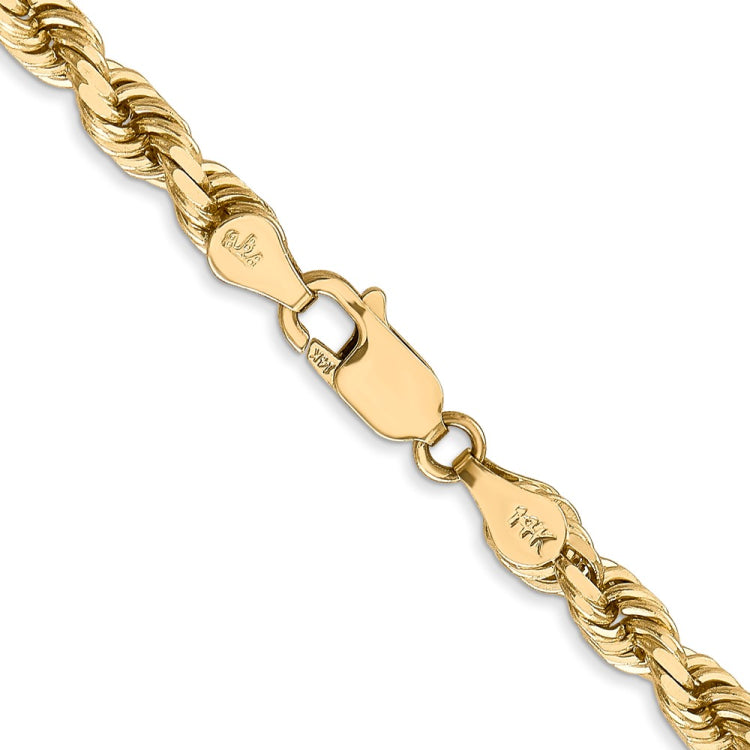 14K 22 inch 4.5mm Diamond-cut Rope with Lobster Clasp Chain