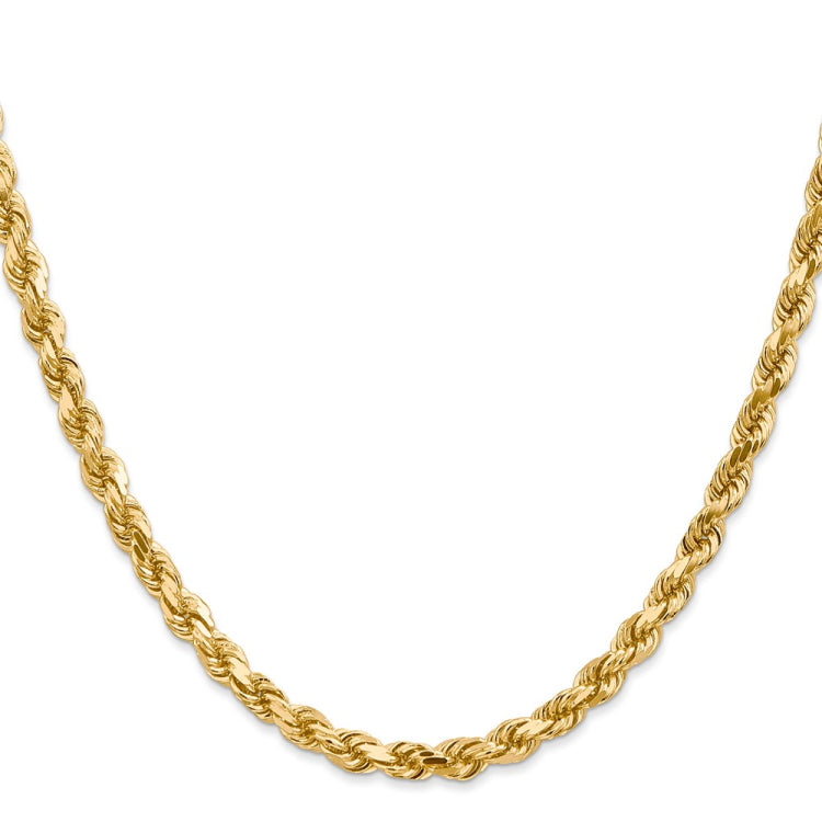 14K 24 inch 4.5mm Diamond-cut Rope with Lobster Clasp Chain