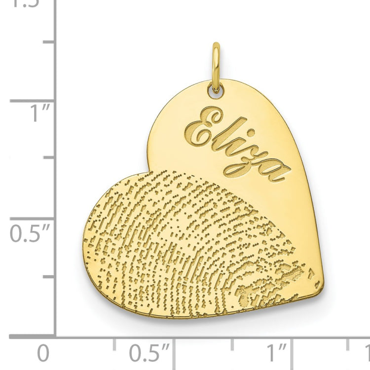 10KY Name and Fingerprint Heart Charm