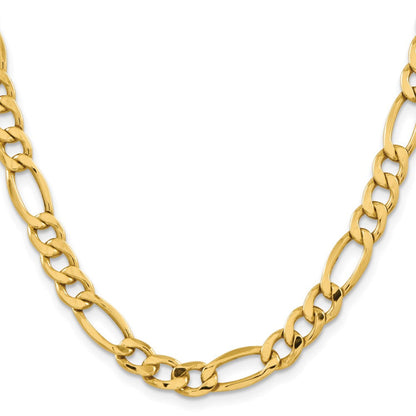 14K 26 inch 8.5mm Semi-Solid Figaro with Lobster Clasp Chain