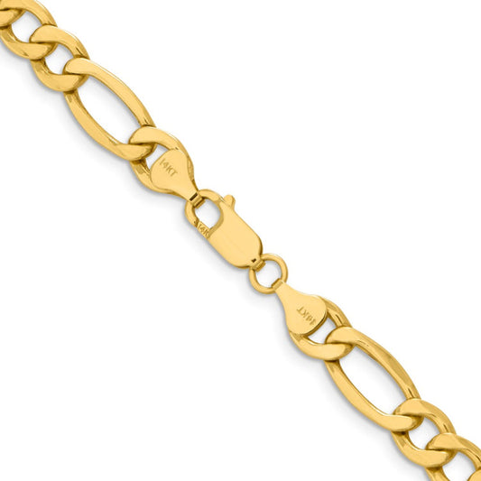 14K 26 inch 8.5mm Semi-Solid Figaro with Lobster Clasp Chain