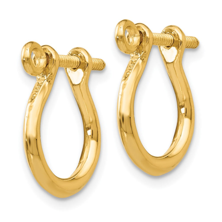 14k 3D Shackle Link Screw Earrings