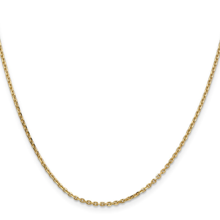 14K 24 inch 1.65mm Solid Diamond-cut Cable with Lobster Clasp Chain