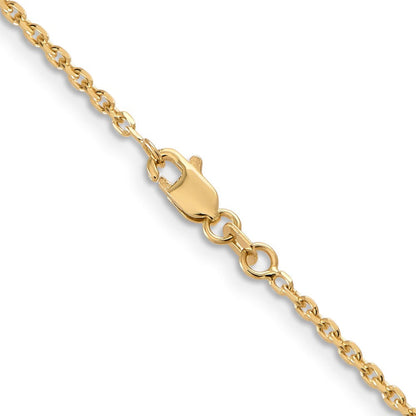 14K 24 inch 1.65mm Solid Diamond-cut Cable with Lobster Clasp Chain