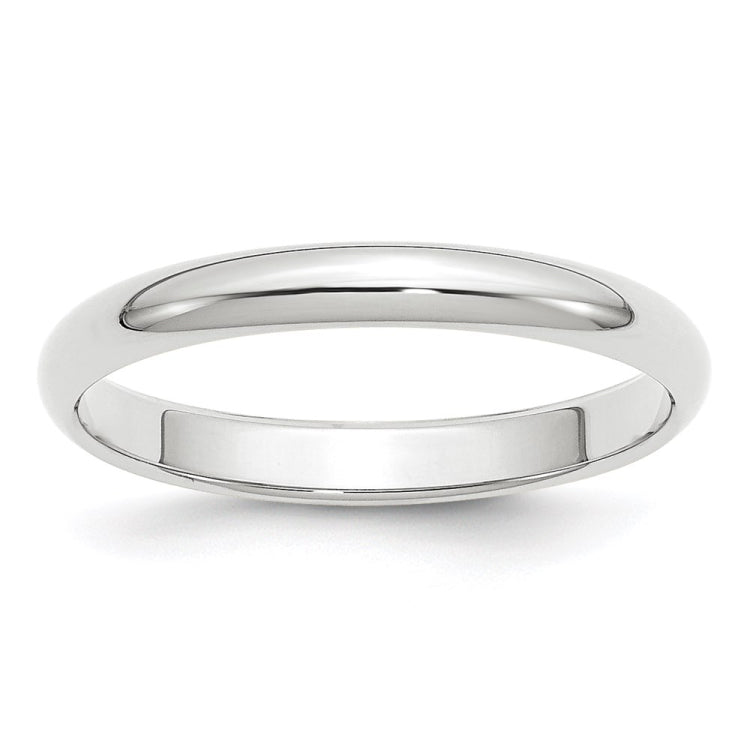 14k White Gold 3mm Half-Round Wedding Band Size 7