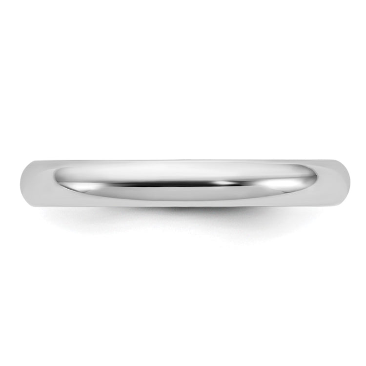 14k White Gold 3mm Half-Round Wedding Band Size 7