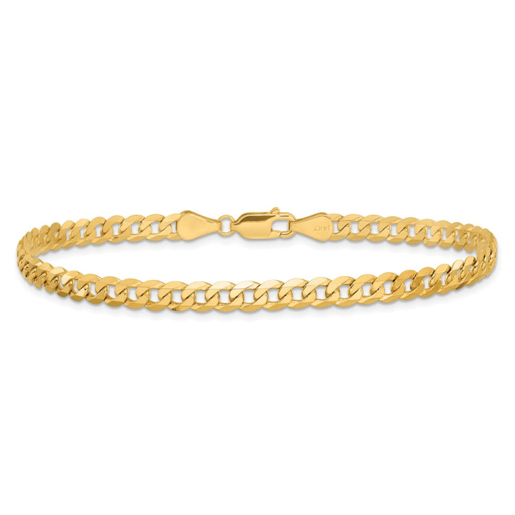 14K 7 inch 4.75mm Flat Beveled Curb with Lobster Clasp Bracelet