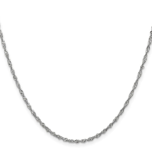 14K White Gold 18 inch 1.7mm Singapore with Lobster Clasp Chain