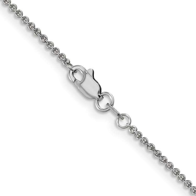 14K White Gold 18 inch 1.4mm Round Open Link Cable with Lobster Clasp Chain