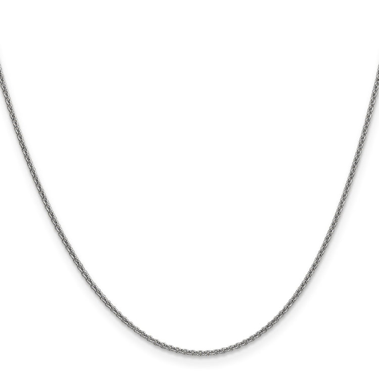 14K White Gold 20 inch 1.4mm Round Open Link Cable with Lobster Clasp Chain