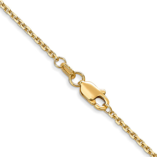 14K 22 inch 1.45mm Solid Diamond-cut Cable with Lobster Clasp Chain