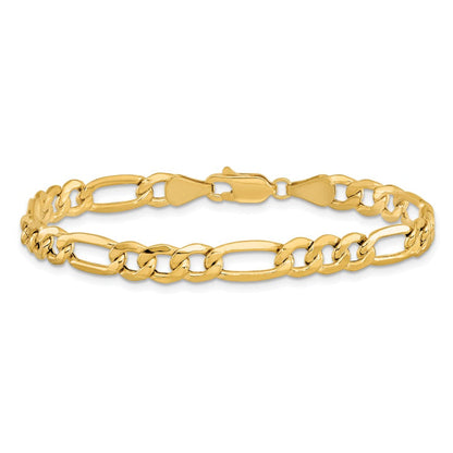 14K 8 inch 6.25mm Semi-Solid Figaro with Lobster Clasp Bracelet