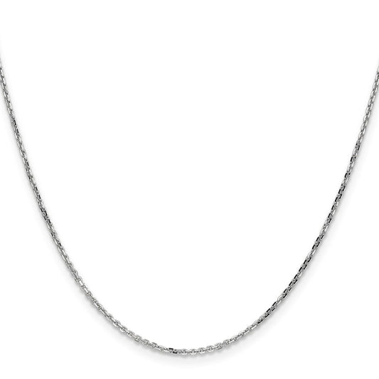 14K White Gold 20 inch 1.4mm Diamond-cut Round Open Link Cable with Lobster Clasp Chain