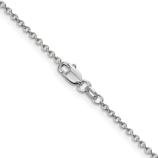 14K White Gold 16 inch 1.4mm Round Open Wide Link Cable with Lobster Clasp Chain