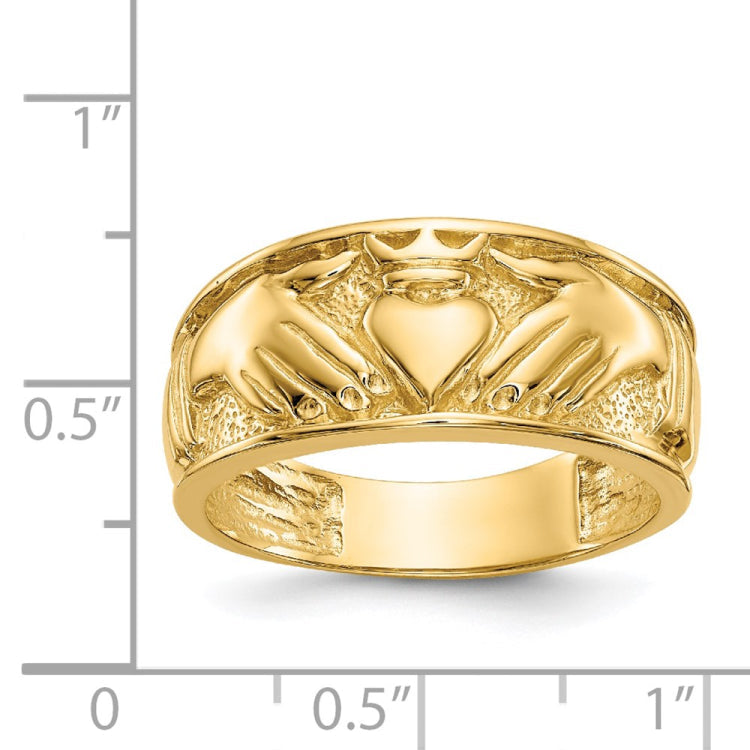 14k Polished Men's Claddagh Band