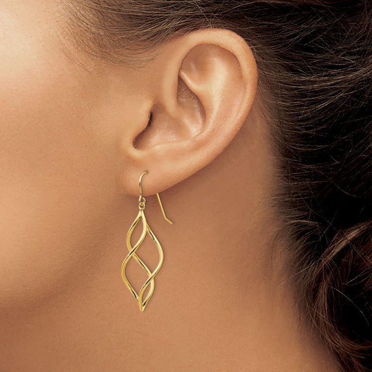 14K Twisted Dangle Earrings