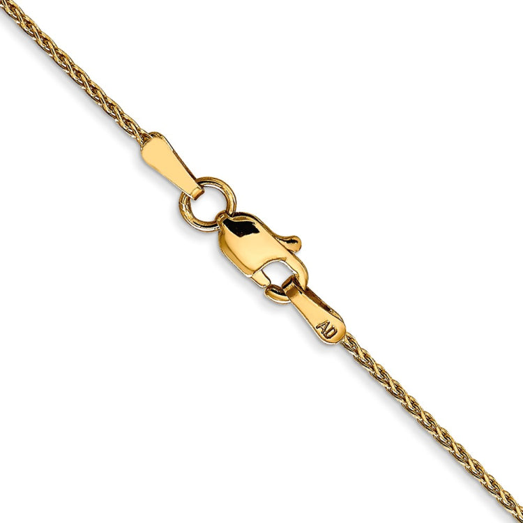 14K 18 inch 1mm Diamond-cut Parisian Wheat with Lobster Clasp Chain