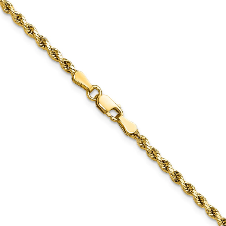 14K 22 inch 2.5mm Semi Solid Diamond-cut Rope with Lobster Clasp Chain