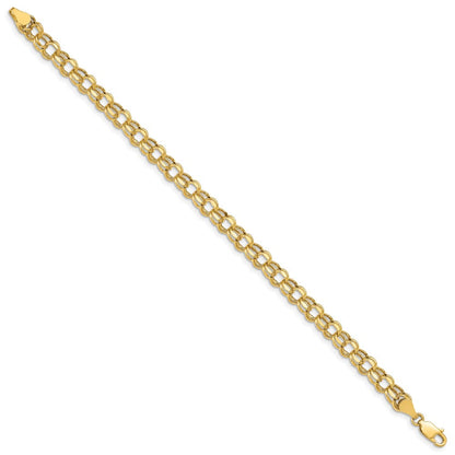 14k 7in 5.5mm Hollow Double Link Charm Bracelet