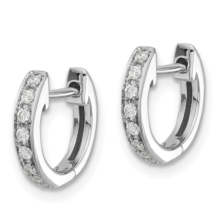 14k White Gold Diamond Hinged Hoop Earrings