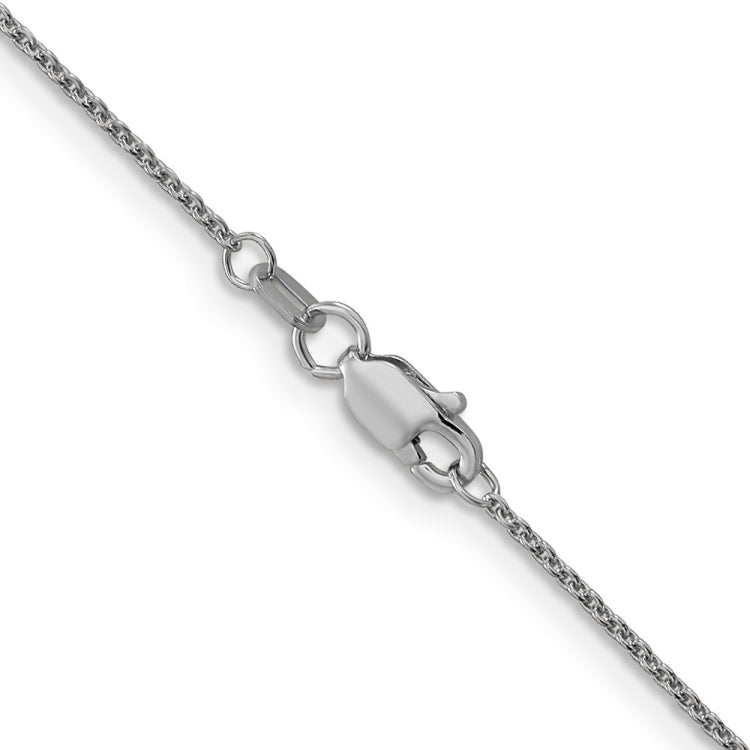 14K White Gold 22 inch 1mm Round Open Link Cable with Lobster Clasp Chain