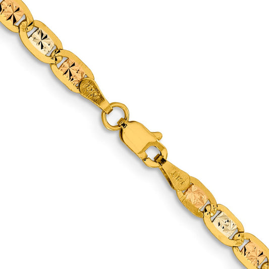 14K 24 inch 3.8mm Tri-color Pav��� Valentino with Lobster Clasp Chain