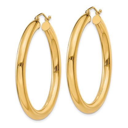 14K Polished 4mm Tube Hoop Earrings