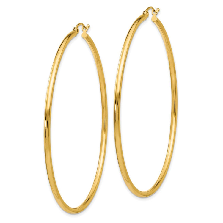 14k Polished 2x60mm Tube Hoop Earrings