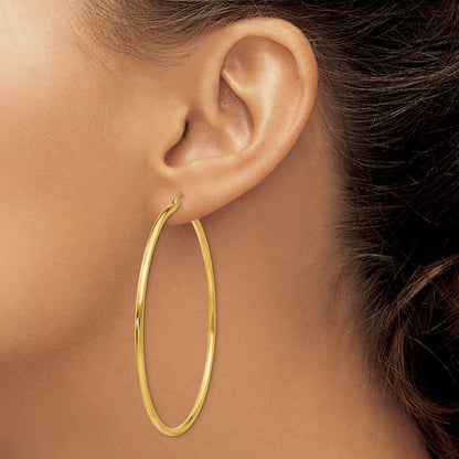 14k Polished 2x60mm Tube Hoop Earrings