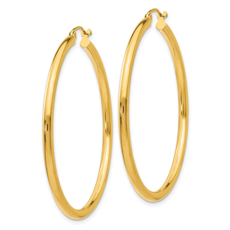 14K Polished 2.5mm Lightweight Tube Hoop Earrings