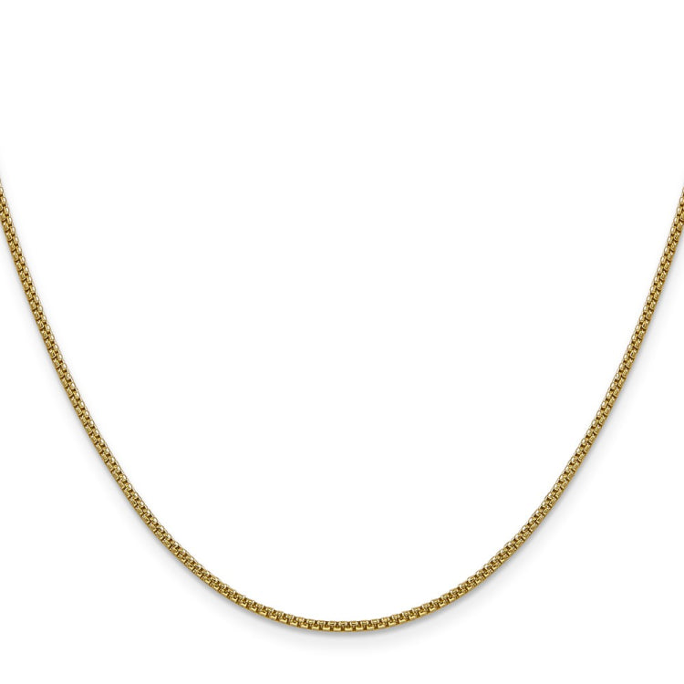 14K 18 inch 1.5mm Semi-Solid Round Box with Lobster Clasp Chain