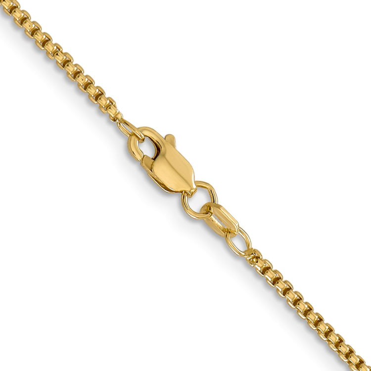 14K 18 inch 1.5mm Semi-Solid Round Box with Lobster Clasp Chain