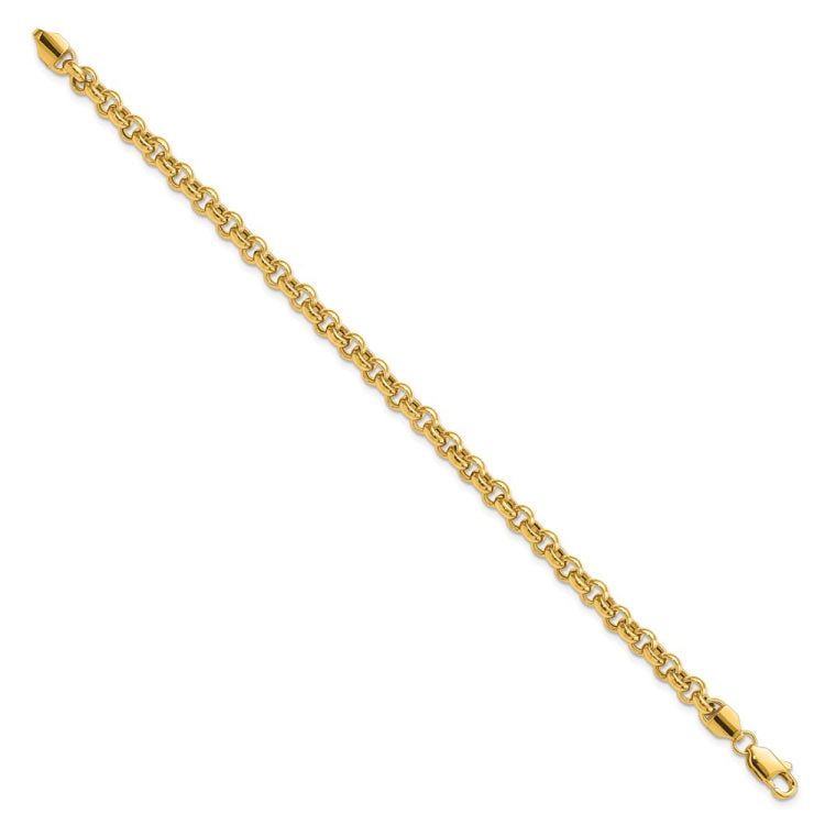 14k 7.5in 5mm Polished Fancy Rolo Link Bracelet