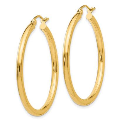 14K Polished 2.5mm Tube Hoop Earrings