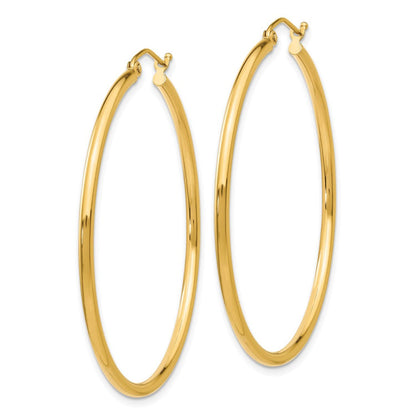 14k Polished 2x45mm Tube Hoop Earrings