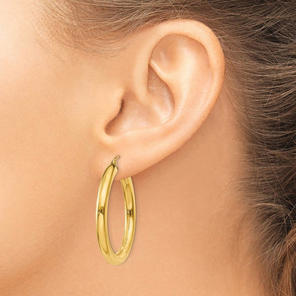 14k Polished 4mm Lightweight Tube Hoop Earrings