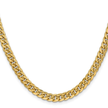 14K 20 inch 6mm Semi-Solid Miami Cuban with Lobster Clasp Chain