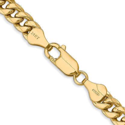 14K 20 inch 6mm Semi-Solid Miami Cuban with Lobster Clasp Chain