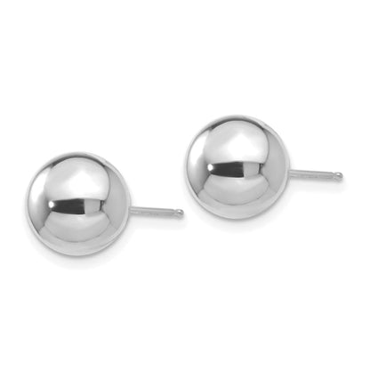 14k White Gold Polished 9mm Ball Post Earrings