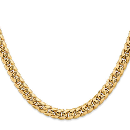 14K 24 inch 7.3mm Semi-Solid Miami Cuban with Lobster Clasp Chain